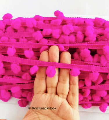 Pink Pom Pom Fringe Trim, Pompom Trimming, Tassels